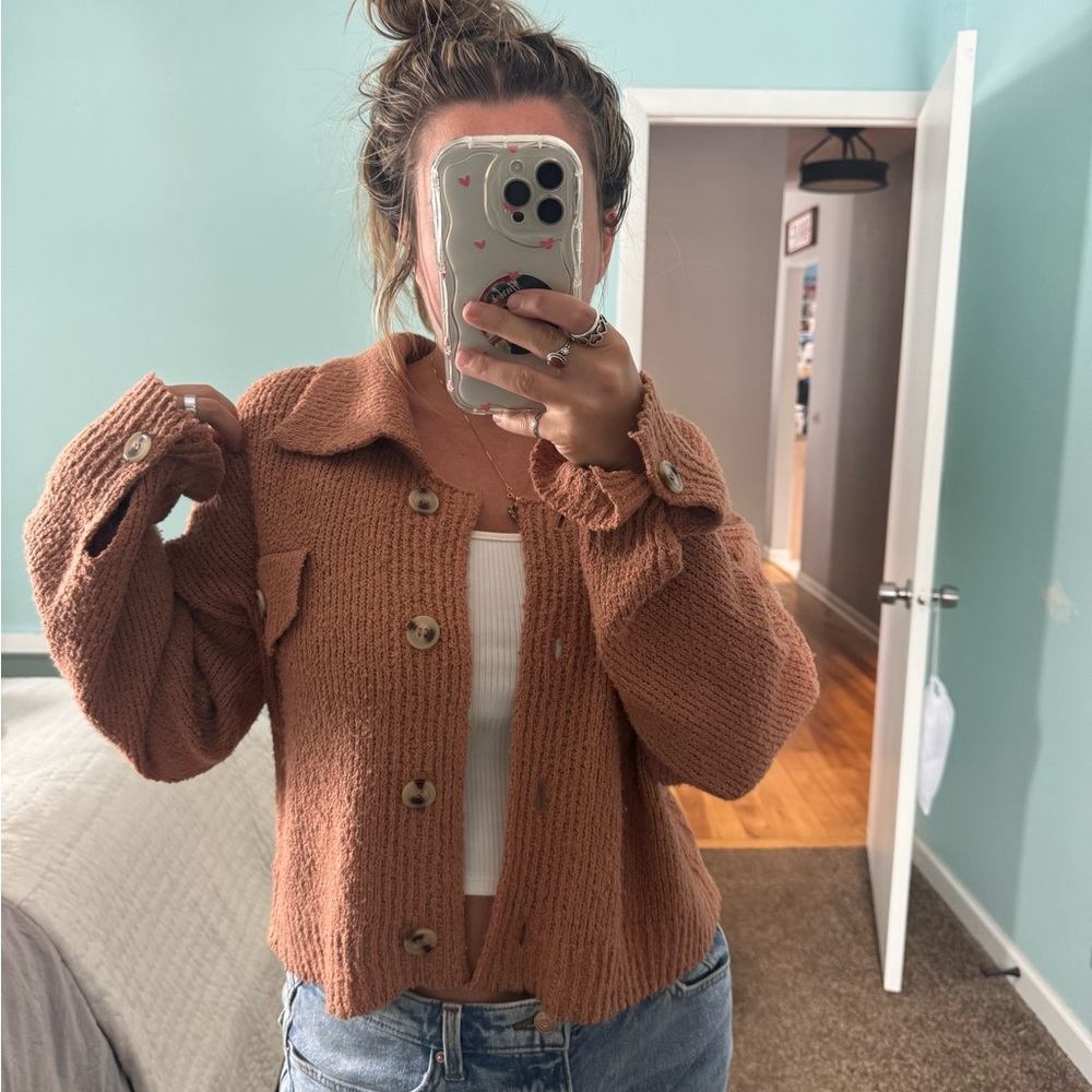 Cozy Brown Knit Cardigan - Picture 4 of 5